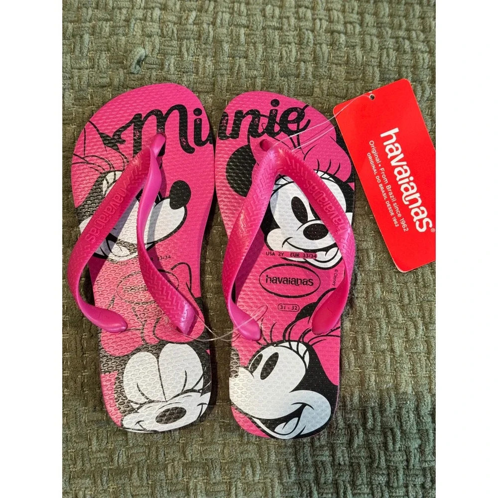 Havaianas Kids Slim Disney Minnie Mouse Flip Flops Hollywood Rose Pink Size 2Y